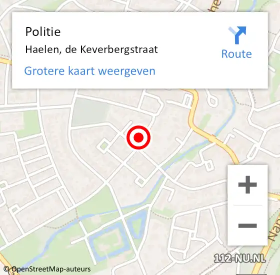 Locatie op kaart van de 112 melding: Politie Haelen, de Keverbergstraat op 6 oktober 2021 19:02