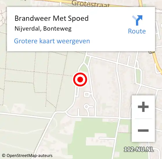 Locatie op kaart van de 112 melding: Brandweer Met Spoed Naar Nijverdal, Bonteweg op 6 oktober 2021 19:25