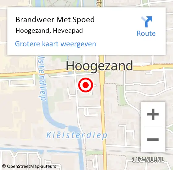 Locatie op kaart van de 112 melding: Brandweer Met Spoed Naar Hoogezand, Heveapad op 6 oktober 2021 19:28