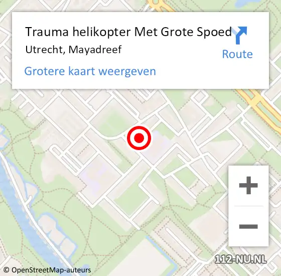 Locatie op kaart van de 112 melding: Trauma helikopter Met Grote Spoed Naar Utrecht, Mayadreef op 6 oktober 2021 19:29