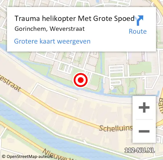 Locatie op kaart van de 112 melding: Trauma helikopter Met Grote Spoed Naar Gorinchem, Weverstraat op 6 oktober 2021 19:33