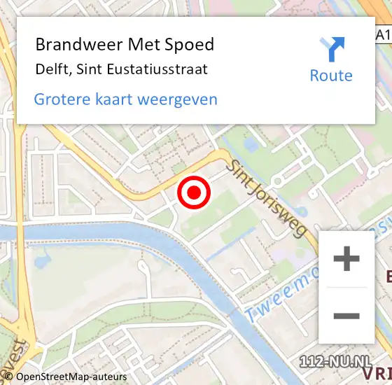 Locatie op kaart van de 112 melding: Brandweer Met Spoed Naar Delft, Sint Eustatiusstraat op 6 oktober 2021 19:47