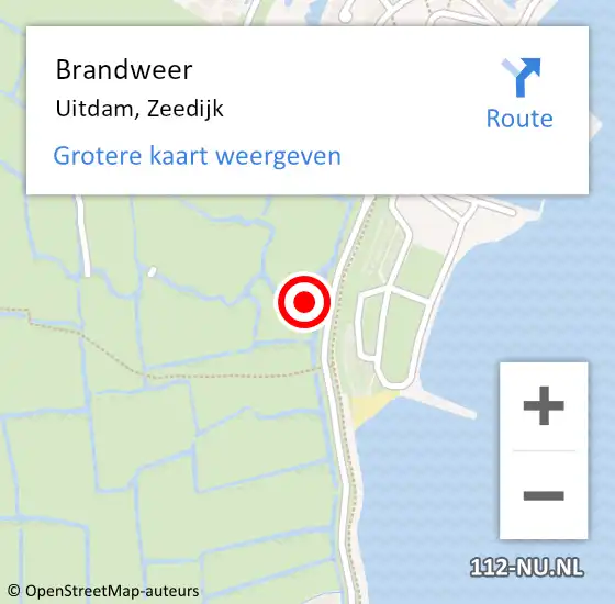 Locatie op kaart van de 112 melding: Brandweer Uitdam, Zeedijk op 6 oktober 2021 19:52