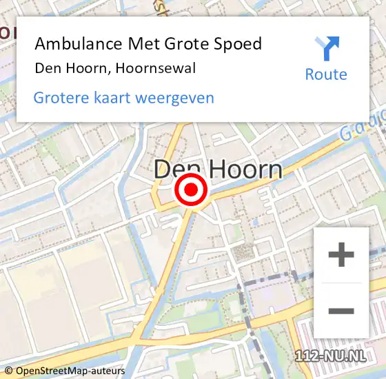 Locatie op kaart van de 112 melding: Ambulance Met Grote Spoed Naar Den Hoorn, Hoornsewal op 6 oktober 2021 19:53