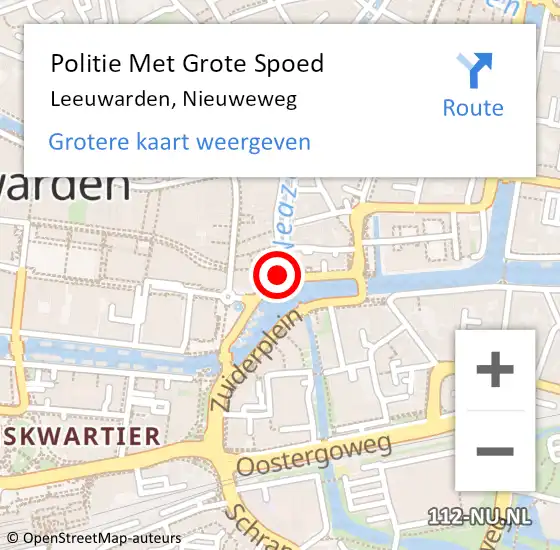 Locatie op kaart van de 112 melding: Politie Met Grote Spoed Naar Leeuwarden, Nieuweweg op 6 oktober 2021 20:02