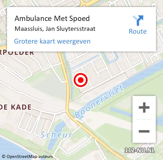 Locatie op kaart van de 112 melding: Ambulance Met Spoed Naar Maassluis, Jan Sluytersstraat op 6 oktober 2021 20:15