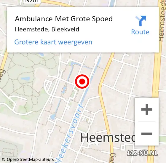 Locatie op kaart van de 112 melding: Ambulance Met Grote Spoed Naar Heemstede, Bleekveld op 6 oktober 2021 20:20