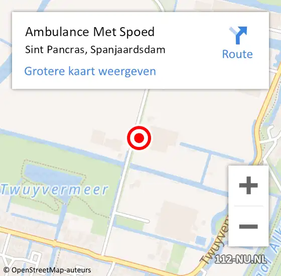 Locatie op kaart van de 112 melding: Ambulance Met Spoed Naar Sint Pancras, Spanjaardsdam op 6 oktober 2021 20:30