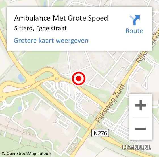 Locatie op kaart van de 112 melding: Ambulance Met Grote Spoed Naar Sittard, Eggelstraat op 25 juni 2014 10:19