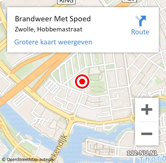 Locatie op kaart van de 112 melding: Brandweer Met Spoed Naar Zwolle, Hobbemastraat op 6 oktober 2021 22:34