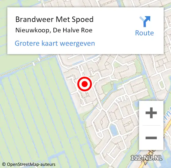 Locatie op kaart van de 112 melding: Brandweer Met Spoed Naar Nieuwkoop, De Halve Roe op 6 oktober 2021 22:43