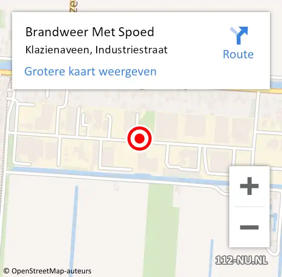 Locatie op kaart van de 112 melding: Brandweer Met Spoed Naar Klazienaveen, Industriestraat op 6 oktober 2021 23:24