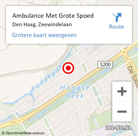 Locatie op kaart van de 112 melding: Ambulance Met Grote Spoed Naar Den Haag, Zeewindelaan op 6 oktober 2021 23:52