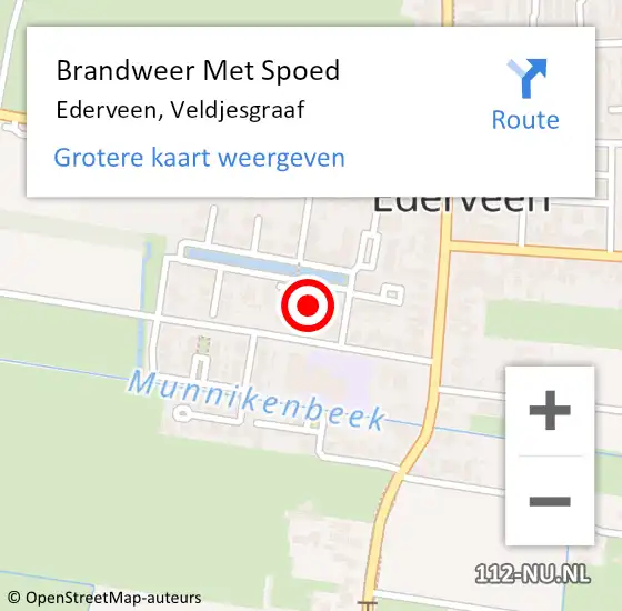 Locatie op kaart van de 112 melding: Brandweer Met Spoed Naar Ederveen, Veldjesgraaf op 7 oktober 2021 00:00