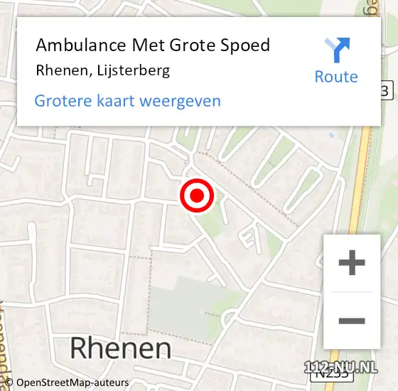 Locatie op kaart van de 112 melding: Ambulance Met Grote Spoed Naar Rhenen, Lijsterberg op 7 oktober 2021 00:48