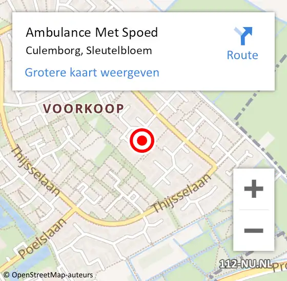 Locatie op kaart van de 112 melding: Ambulance Met Spoed Naar Culemborg, Sleutelbloem op 7 oktober 2021 01:24