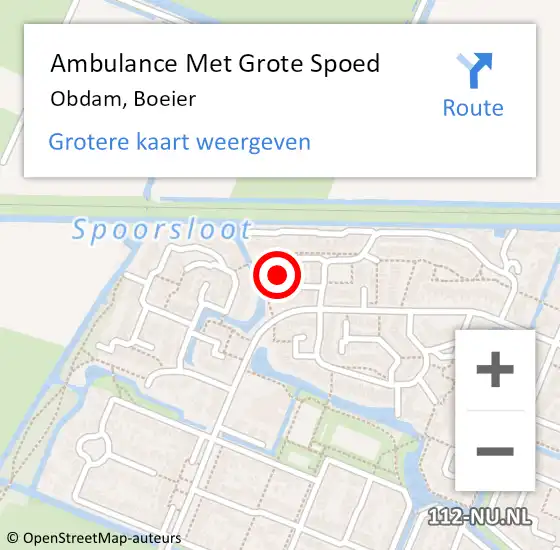 Locatie op kaart van de 112 melding: Ambulance Met Grote Spoed Naar Obdam, Boeier op 7 oktober 2021 02:07