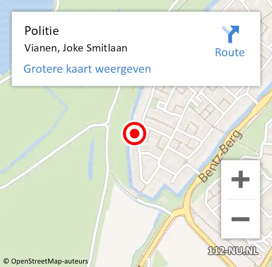 Locatie op kaart van de 112 melding: Politie Vianen, Joke Smitlaan op 7 oktober 2021 02:59