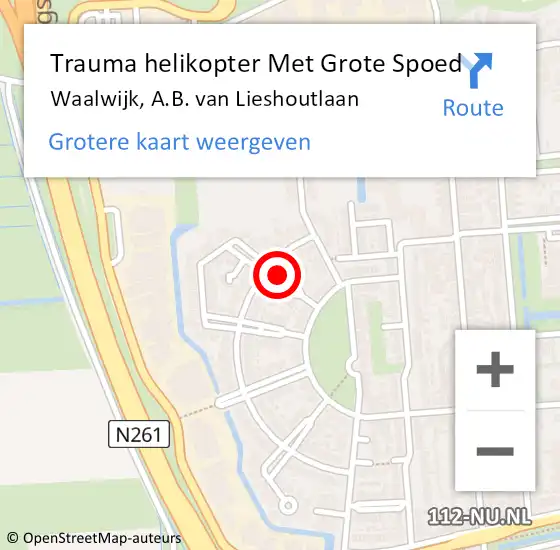 Locatie op kaart van de 112 melding: Trauma helikopter Met Grote Spoed Naar Waalwijk, A.B. van Lieshoutlaan op 7 oktober 2021 05:06
