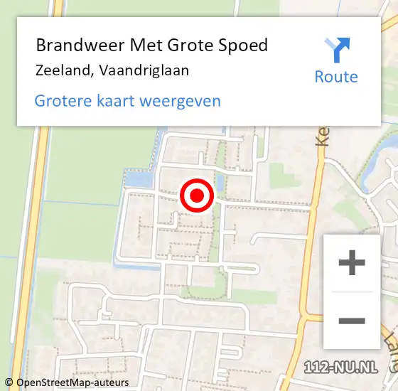 Locatie op kaart van de 112 melding: Brandweer Met Grote Spoed Naar Zeeland, Vaandriglaan op 7 oktober 2021 05:31