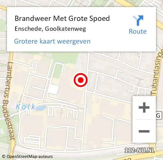 Locatie op kaart van de 112 melding: Brandweer Met Grote Spoed Naar Enschede, Goolkatenweg op 7 oktober 2021 05:43