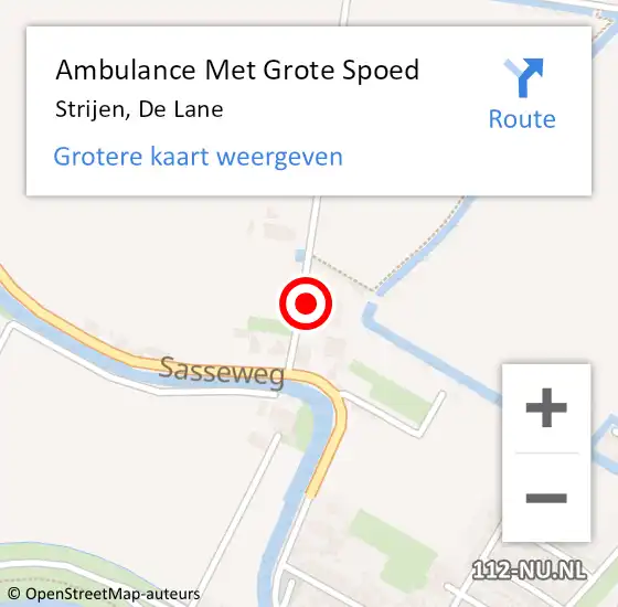 Locatie op kaart van de 112 melding: Ambulance Met Grote Spoed Naar Strijen, De Lane op 7 oktober 2021 05:49