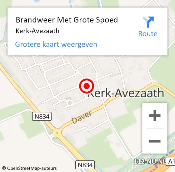 Locatie op kaart van de 112 melding: Brandweer Met Grote Spoed Naar Kerk-Avezaath op 7 oktober 2021 06:43