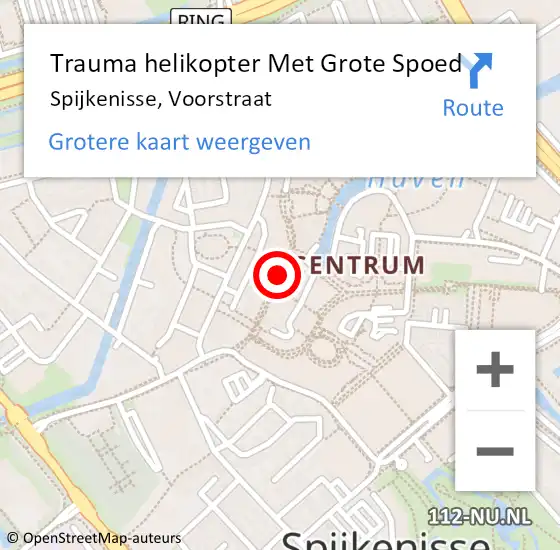 Locatie op kaart van de 112 melding: Trauma helikopter Met Grote Spoed Naar Spijkenisse, Voorstraat op 7 oktober 2021 06:45