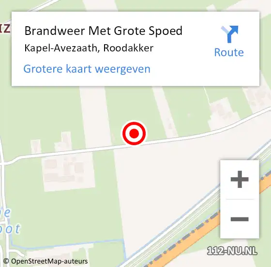 Locatie op kaart van de 112 melding: Brandweer Met Grote Spoed Naar Kapel-Avezaath, Roodakker op 7 oktober 2021 06:48