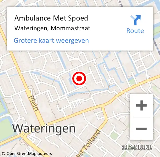 Locatie op kaart van de 112 melding: Ambulance Met Spoed Naar Wateringen, Mommastraat op 7 oktober 2021 07:03