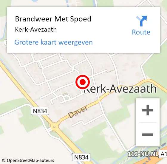 Locatie op kaart van de 112 melding: Brandweer Met Spoed Naar Kerk-Avezaath op 7 oktober 2021 07:12