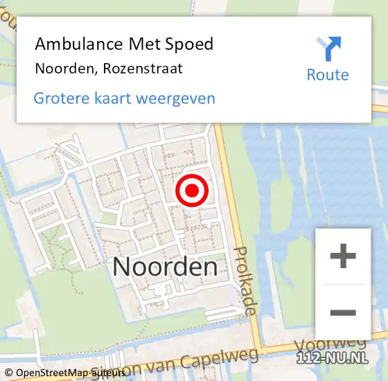 Locatie op kaart van de 112 melding: Ambulance Met Spoed Naar Noorden, Rozenstraat op 7 oktober 2021 07:35