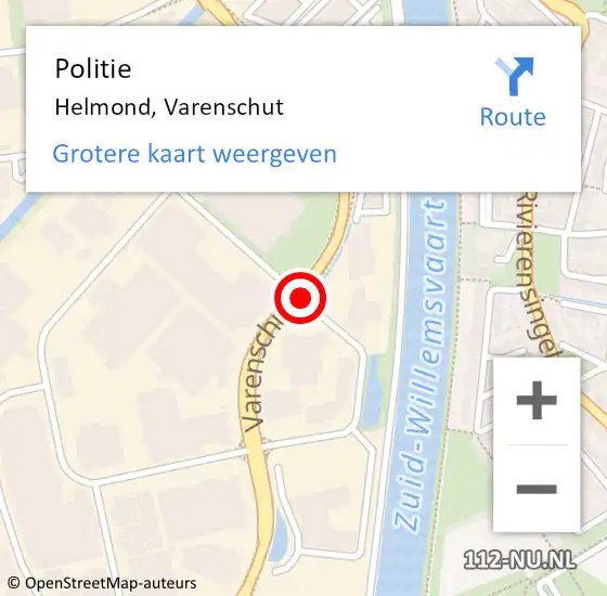 Locatie op kaart van de 112 melding: Politie Helmond, Varenschut op 7 oktober 2021 08:01