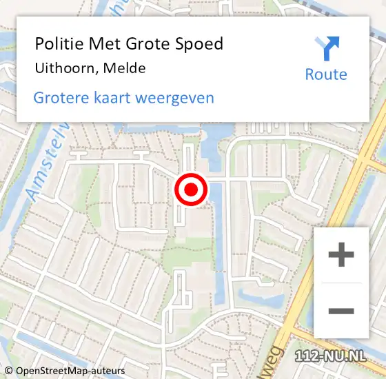 Locatie op kaart van de 112 melding: Politie Met Grote Spoed Naar Uithoorn, Melde op 7 oktober 2021 08:20