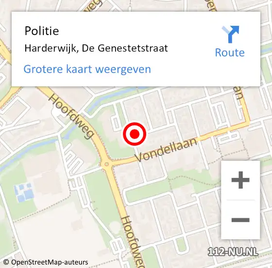 Locatie op kaart van de 112 melding: Politie Harderwijk, De Genestetstraat op 7 oktober 2021 08:24