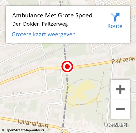 Locatie op kaart van de 112 melding: Ambulance Met Grote Spoed Naar Den Dolder, Paltzerweg op 25 juni 2014 10:48