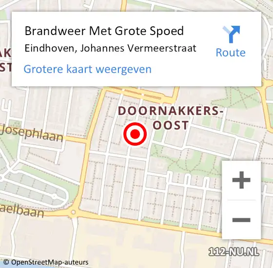 Locatie op kaart van de 112 melding: Brandweer Met Grote Spoed Naar Eindhoven, Johannes Vermeerstraat op 7 oktober 2021 08:51