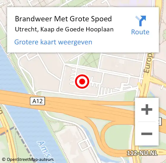 Locatie op kaart van de 112 melding: Brandweer Met Grote Spoed Naar Utrecht, Kaap de Goede Hooplaan op 7 oktober 2021 08:52