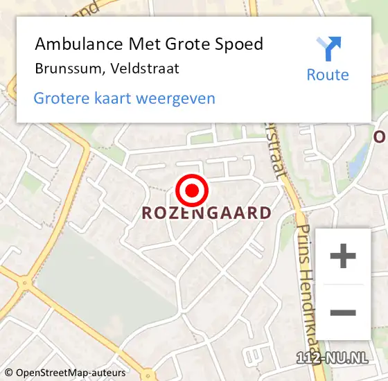 Locatie op kaart van de 112 melding: Ambulance Met Grote Spoed Naar Brunssum, Veldstraat op 7 oktober 2021 08:54