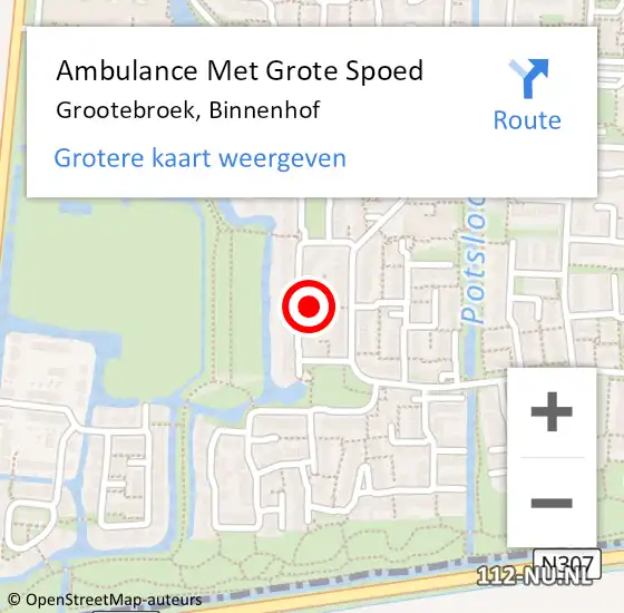 Locatie op kaart van de 112 melding: Ambulance Met Grote Spoed Naar Grootebroek, Binnenhof op 7 oktober 2021 09:21