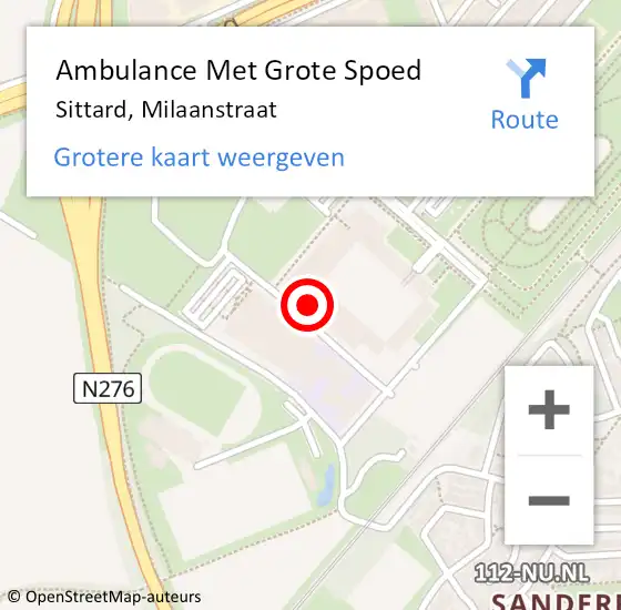 Locatie op kaart van de 112 melding: Ambulance Met Grote Spoed Naar Sittard, Milaanstraat op 7 oktober 2021 09:26