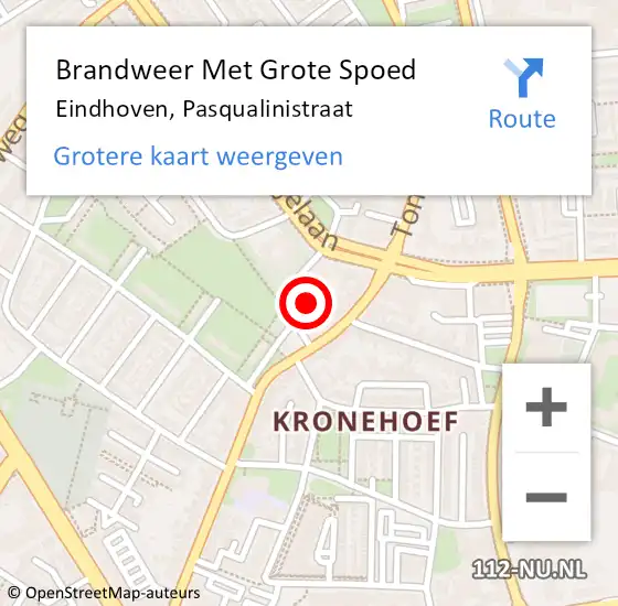 Locatie op kaart van de 112 melding: Brandweer Met Grote Spoed Naar Eindhoven, Pasqualinistraat op 7 oktober 2021 09:38