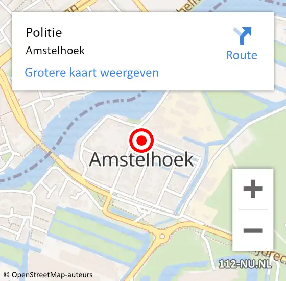 Locatie op kaart van de 112 melding: Politie Amstelhoek op 7 oktober 2021 10:06