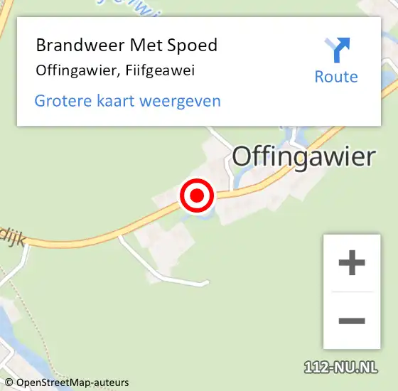 Locatie op kaart van de 112 melding: Brandweer Met Spoed Naar Offingawier, Fiifgeawei op 7 oktober 2021 10:09