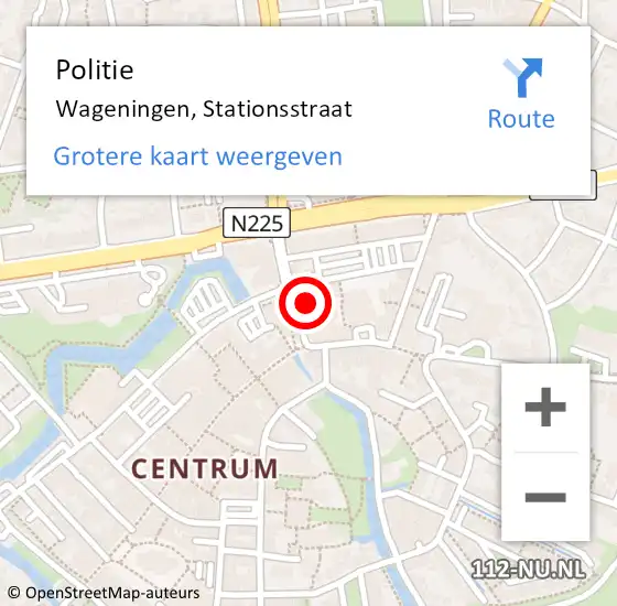 Locatie op kaart van de 112 melding: Politie Wageningen, Stationsstraat op 7 oktober 2021 10:11