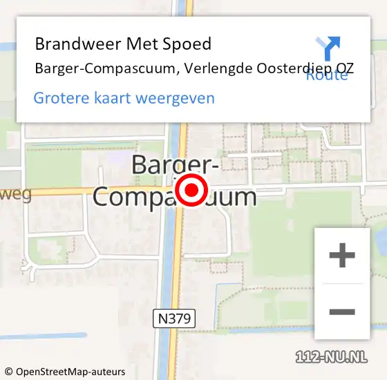 Locatie op kaart van de 112 melding: Brandweer Met Spoed Naar Barger-Compascuum, Verlengde Oosterdiep OZ op 7 oktober 2021 10:38