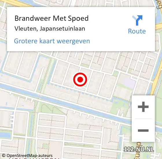 Locatie op kaart van de 112 melding: Brandweer Met Spoed Naar Vleuten, Japansetuinlaan op 7 oktober 2021 10:44