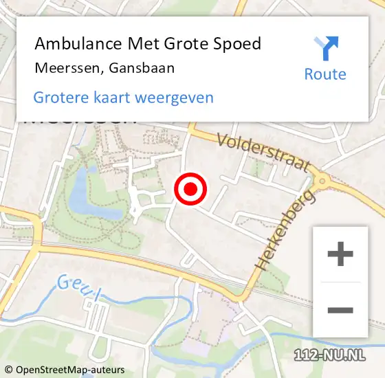 Locatie op kaart van de 112 melding: Ambulance Met Grote Spoed Naar Meerssen, Gansbaan op 25 juni 2014 11:00