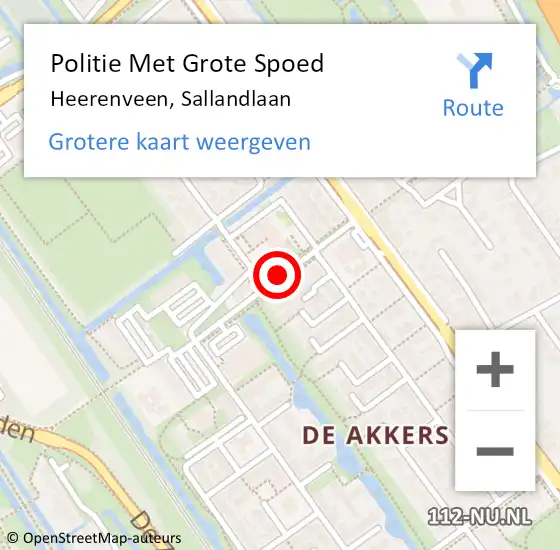 Locatie op kaart van de 112 melding: Politie Met Grote Spoed Naar Heerenveen, Sallandlaan op 7 oktober 2021 10:54