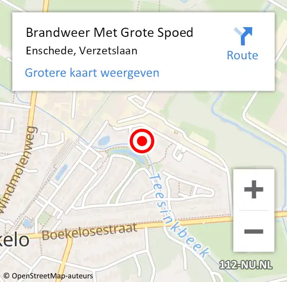 Locatie op kaart van de 112 melding: Brandweer Met Grote Spoed Naar Enschede, Verzetslaan op 7 oktober 2021 11:03